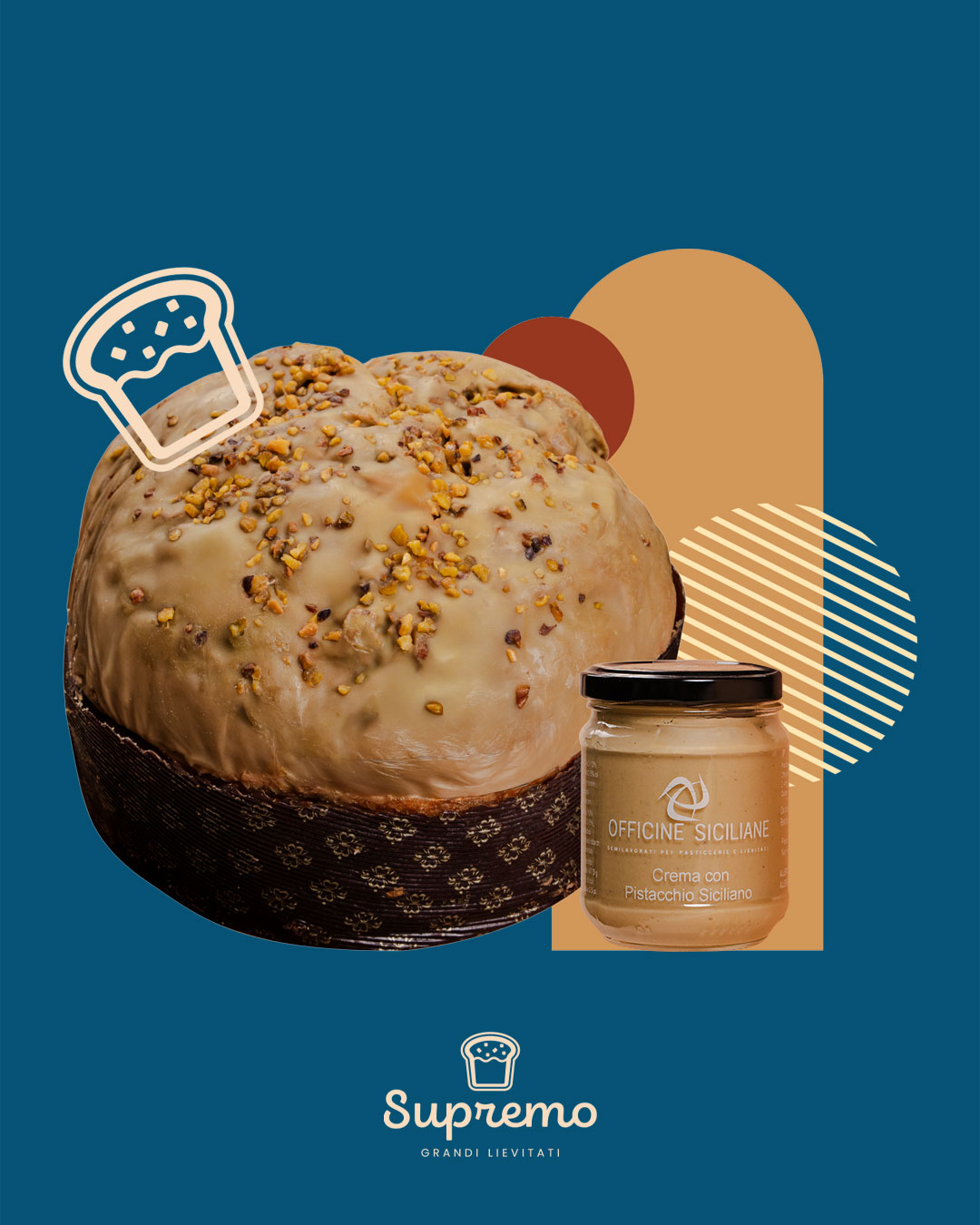 Panettone Verde Sicilia con crema di pistacchio - Supremo Grandi Lievitati